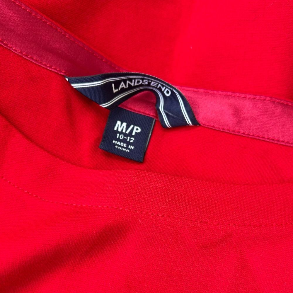 Lands’ End Bright Red Boat‑Neck Top – Bell Sleeves, Curved Hem – Medium Petite - Picture 7 of 9